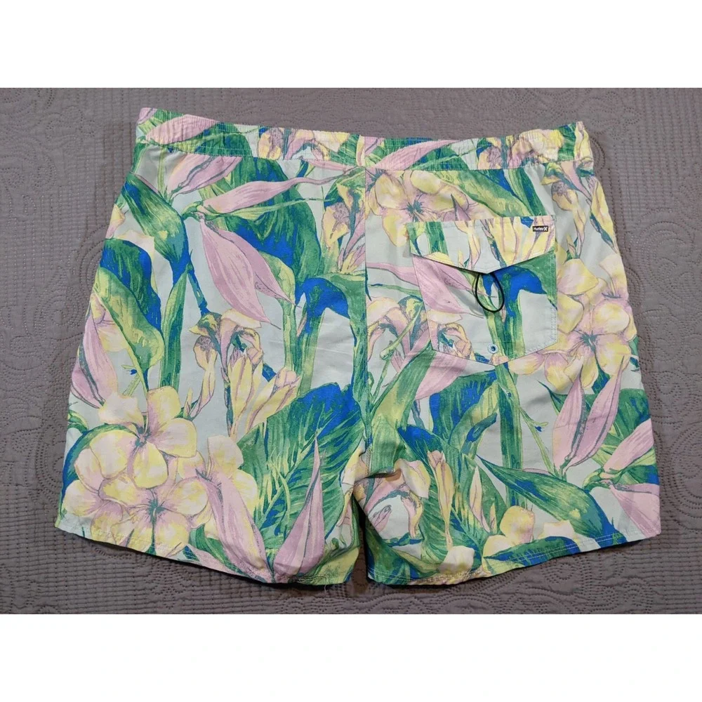 Hurley Board Shorts Men's Hawaiian Tropical Flowers Unlined Swim Trunks Size XL